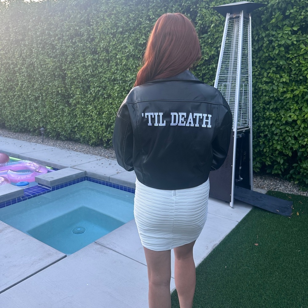 12th tribe bridal black leather jacket. Size small